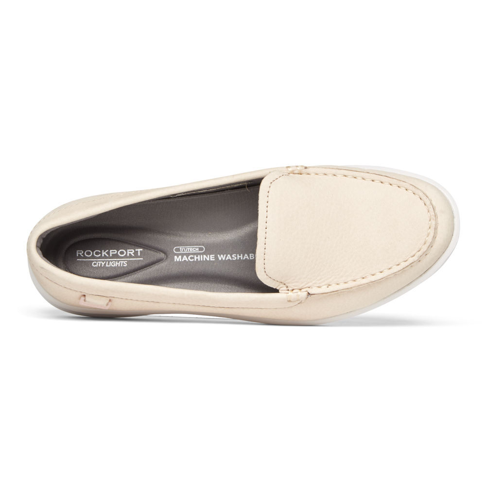 Mocasines Rockport Mujer Mexico - Ayva Washable Blancos - CIPHW8349